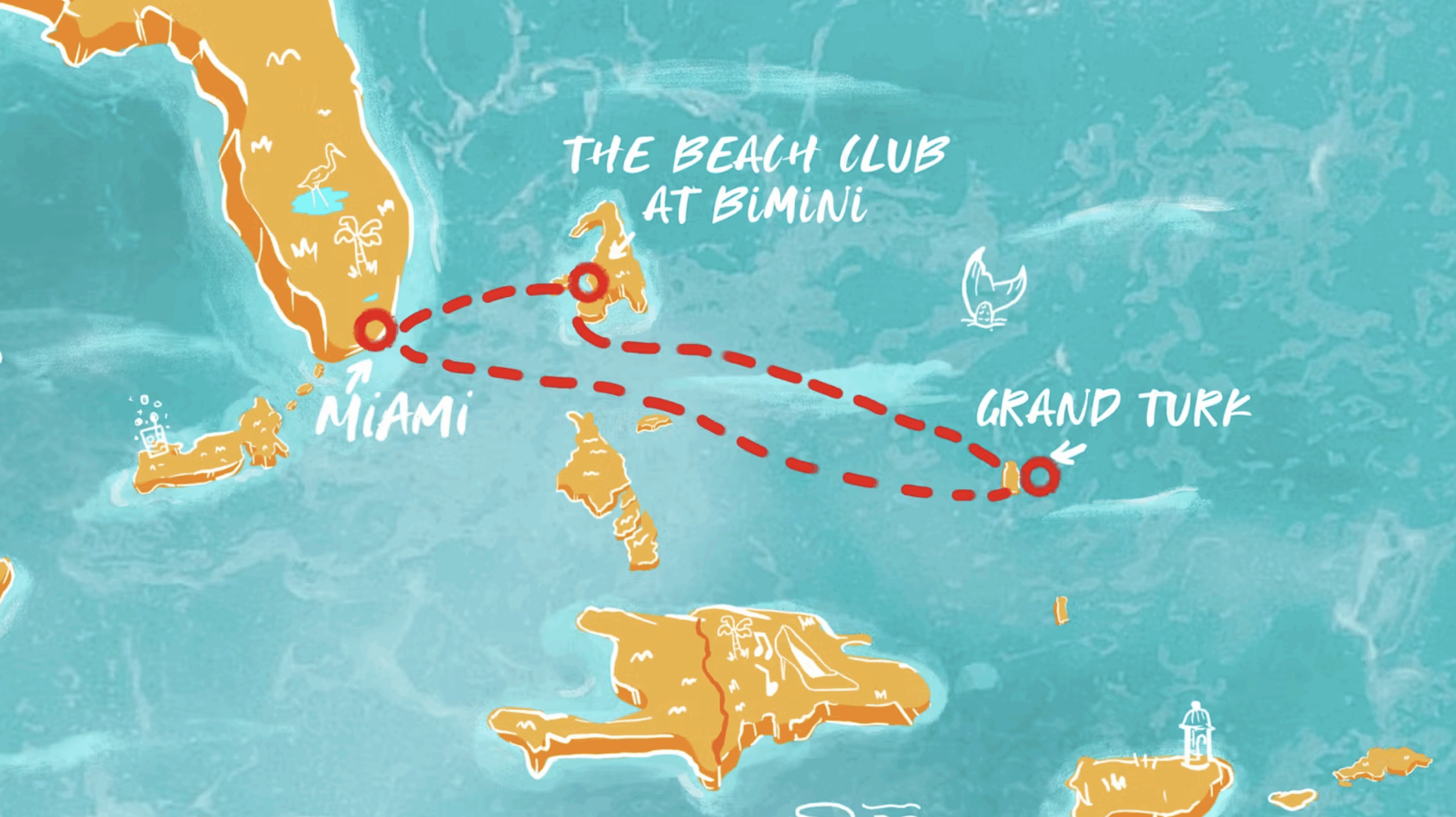 Miami to Grand Turk (& Back) Miami · At Sea · Grand Turk · Bimini · Miami